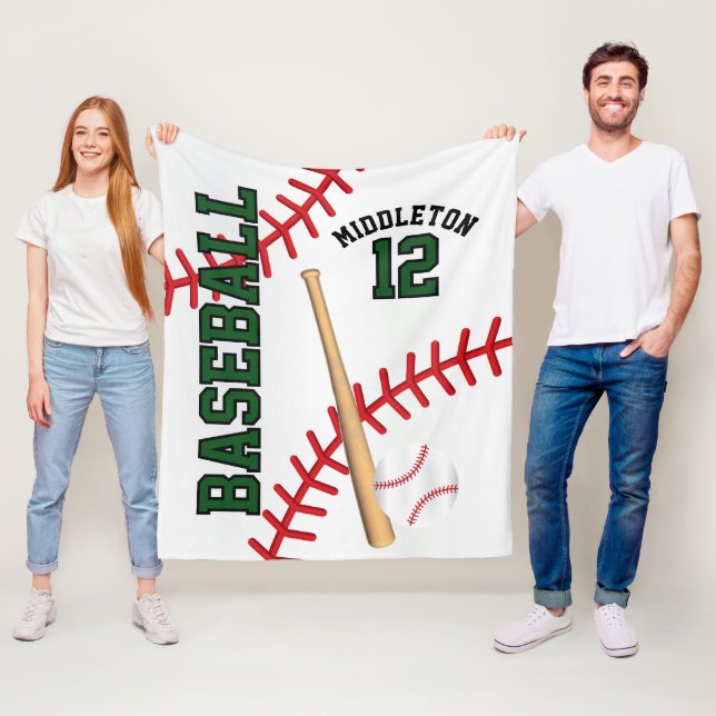 Baseball ⚾ Sport in Dark Green Fleece Blanket (In Situ)