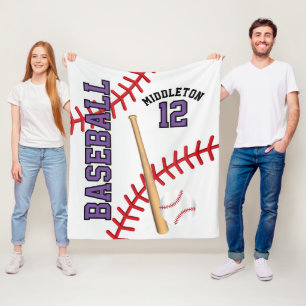 Baseball ⚾ Sport in Purple Fleece Blanket
