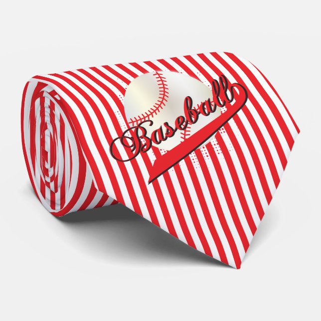 Baseball Sport in Red and White Stripes Tie (Rolled)