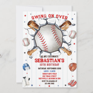 Baseball Sport Party Boy Birthday Invitation