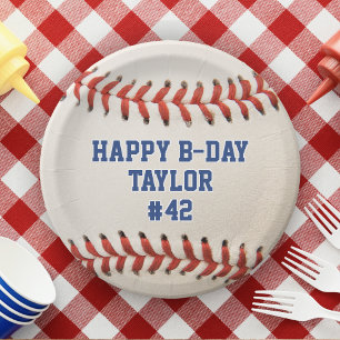 Baseball Sport Player Name Team Number Birthday Paper Plate
