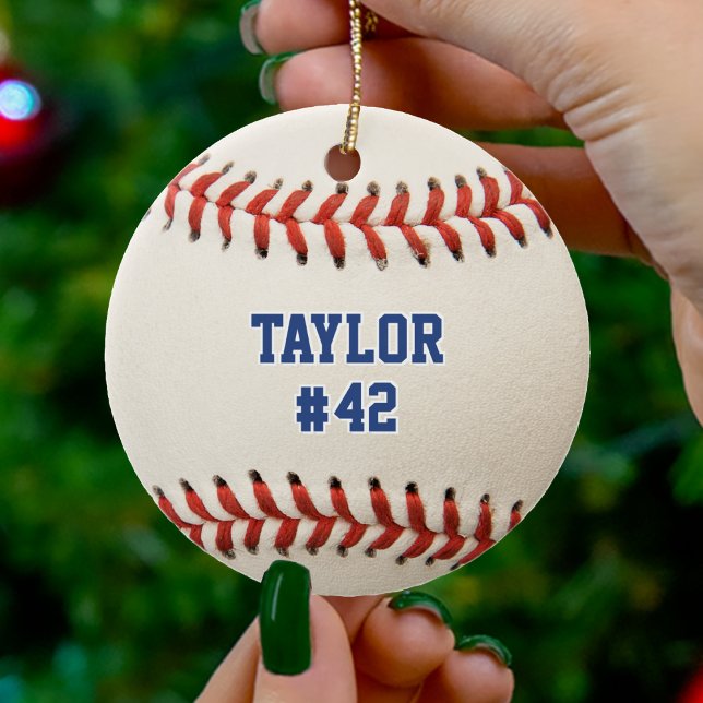 Baseball Sport Player Name Team Number Christmas Ceramic Tree Decoration (Baseball Sport Player Name Team Number Christmas Ceramic Ornament)