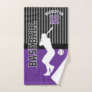 Baseball Sport - Purple and Black Hand Towel