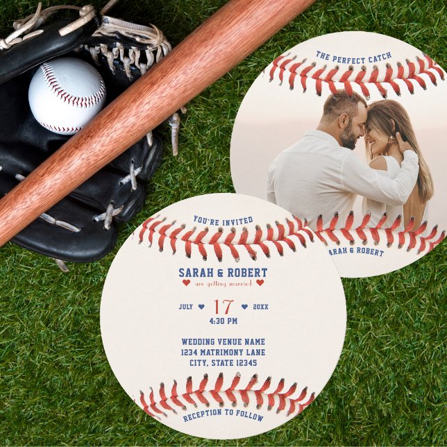 Baseball Sport The Perfect Catch Photo Wedding Invitation (Baseball Sport The Perfect Catch Photo Wedding Invitation)