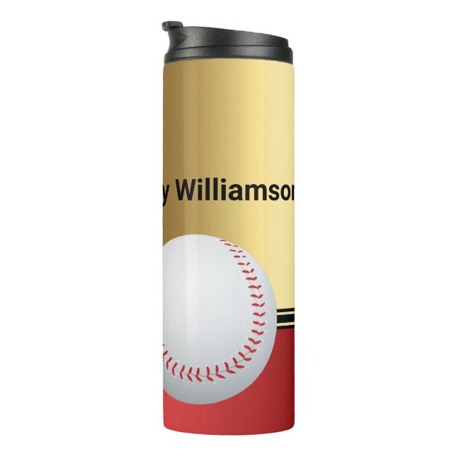 Baseball Sport with player and ball Elegant Thermal Tumbler (Rotated Right)