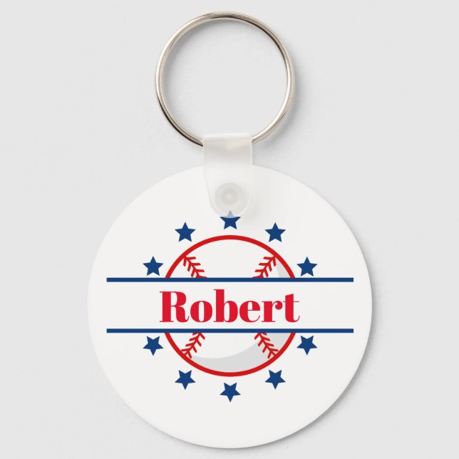 Baseball sports add name keychain (Front)