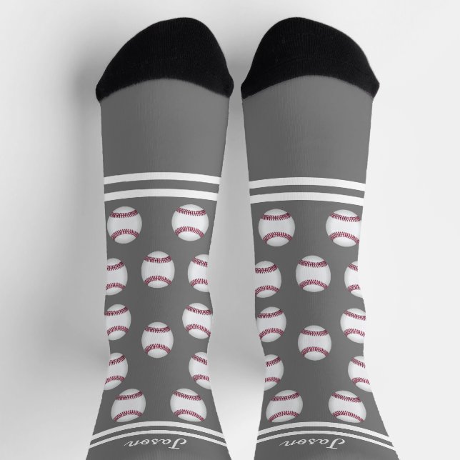 baseball sports  add your name or text grey  socks (Top)