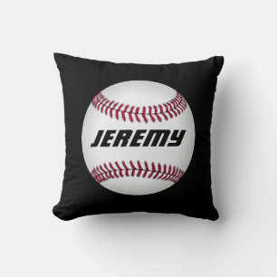 baseball sports add your text personalised black  cushion