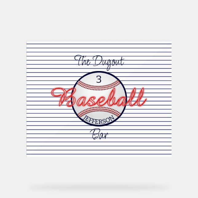 Baseball Sports Bar Acrylic Sign (Front)