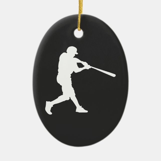 Baseball Sports Batter Custom-Cut Ceramic Tree Decoration (Front)