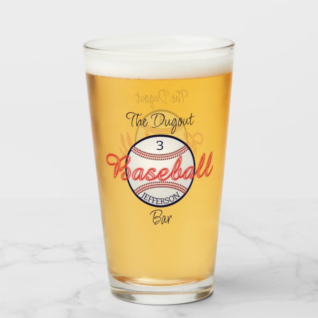 Baseball Sports Beer Soda Glass Drinkware (Front Filled)