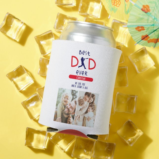 Baseball Sports Best Dad Ever Photo Fathers Day Can Cooler (In Situ Summer)