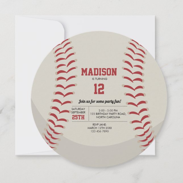 Baseball Sports Birthday Party Invitation (Front)