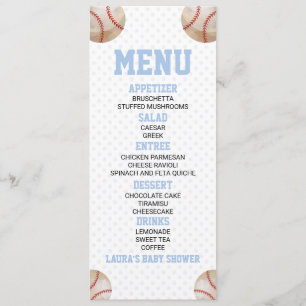 Baseball Sports Blue Baby Shower Food Menu