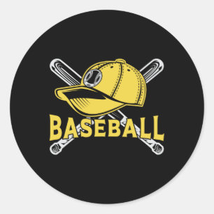 Baseball Sports Catcher Pitcher Bat Funny Gift Classic Round Sticker