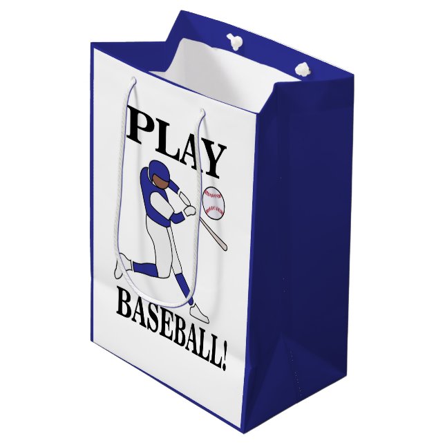 Baseball Sports Coach Player Birthday Medium Gift Bag (Front Angled)