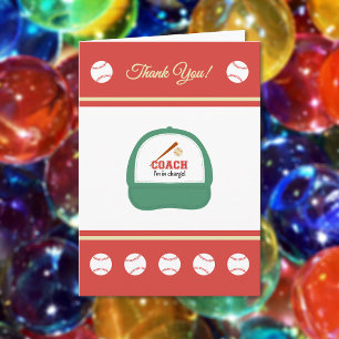 Baseball sports coach thank you card