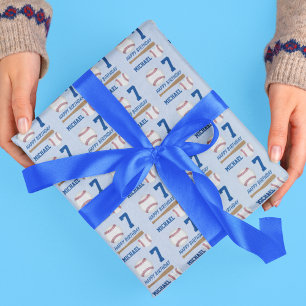 Baseball Sports Custom Name Birthday Wrapping Paper