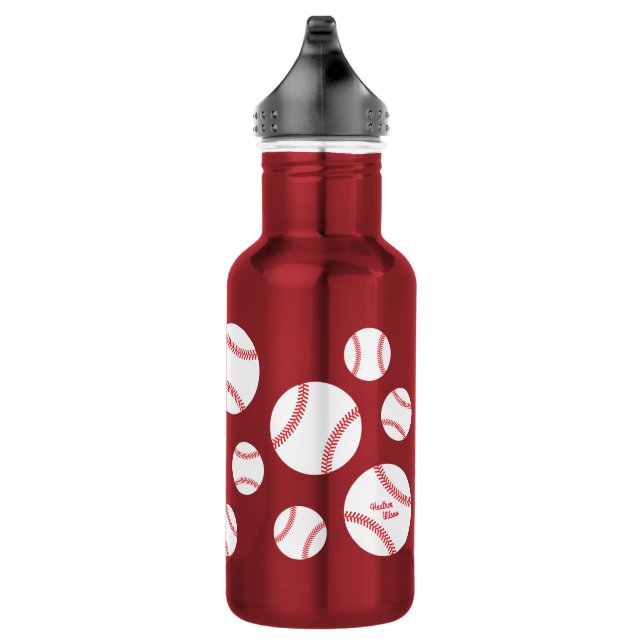 Baseball Sports Cute Kids Water Bottle with Name (Right)