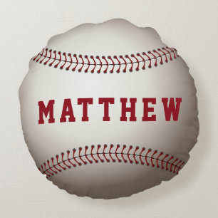 Baseball Sports Design Personalised Name Print Round Cushion