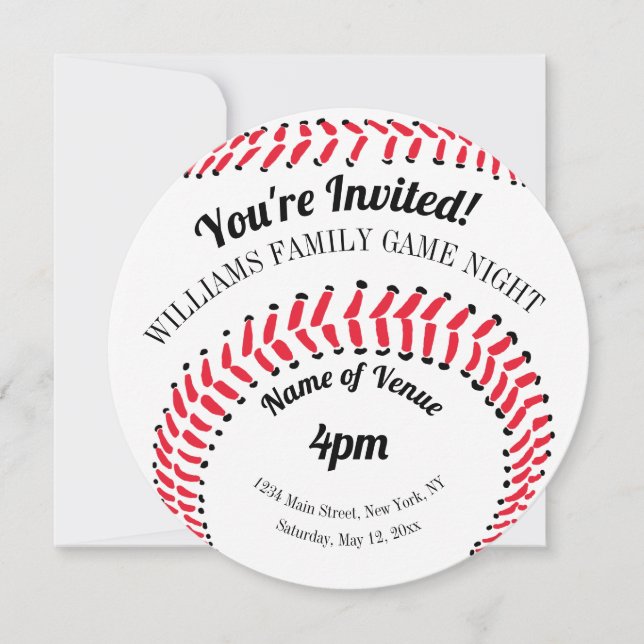 Baseball Sports Game Night Invitation (Front)