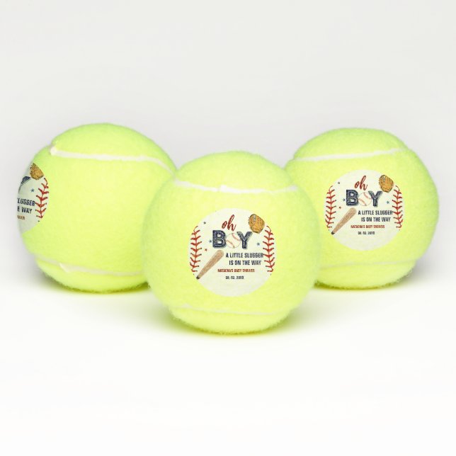 Baseball Sports Little slugger Boy Baby Shower Tennis Balls (Multi)