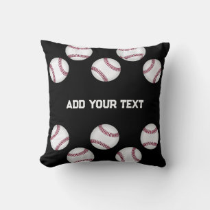 baseball sports lovers add your name or text black cushion