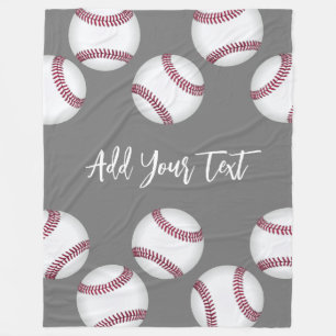 baseball sports lovers add your name or text grey fleece blanket