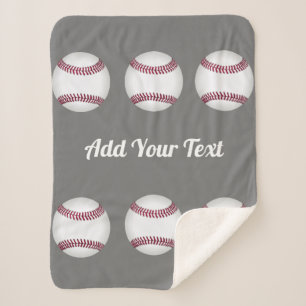 baseball sports lovers add your name or text grey sherpa blanket