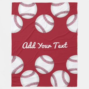 baseball sports lovers add your name or text red fleece blanket