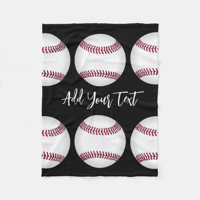 baseball sports lovers add your own name or text  fleece blanket (Front)
