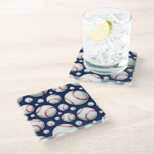 Baseball Sports Pattern Glass Coaster
