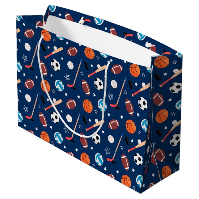 Baseball sports Pattern  Large Gift Bag (Back Angled)