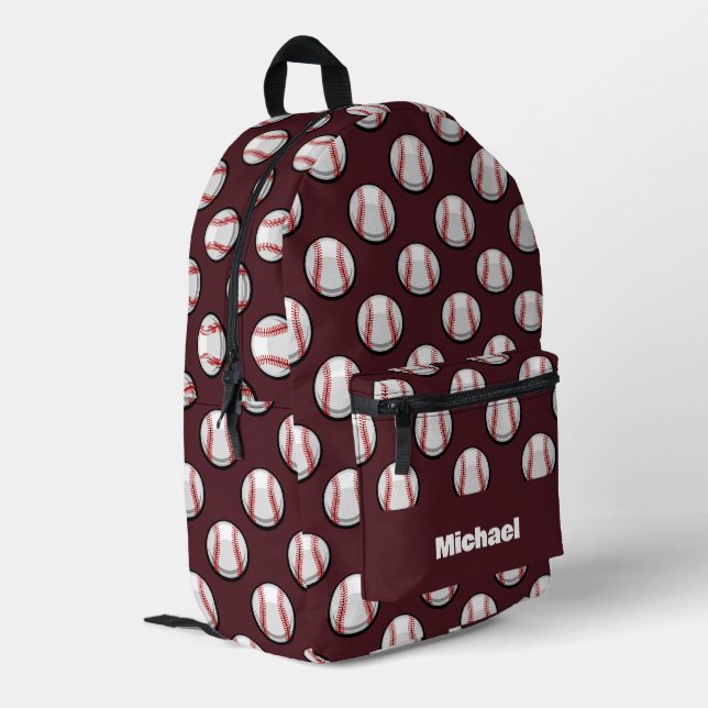 Baseball Sports Pattern Printed Backpack (Back Corner Left)