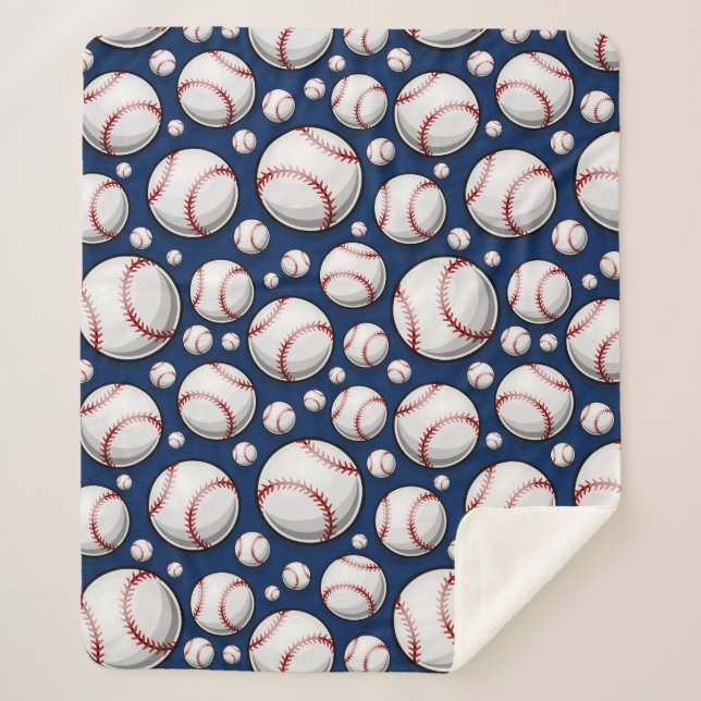 Baseball Sports Pattern Sherpa Blanket (Front)