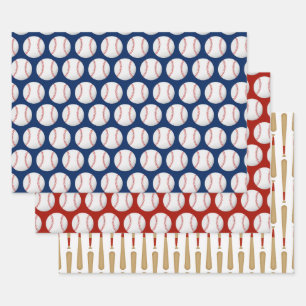 Baseball Sports Pattern Wrapping Paper Sheet