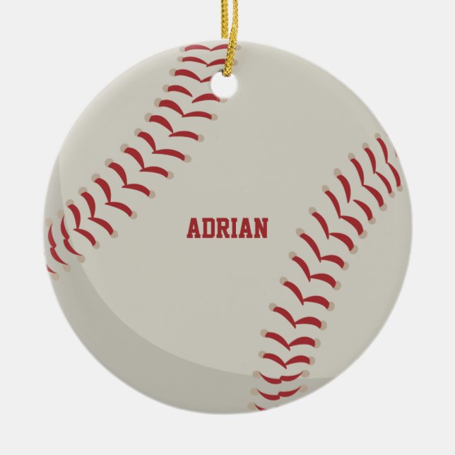 Baseball Sports Personalised Ceramic Tree Decoration (Front)