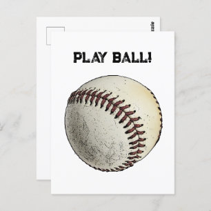 Baseball Sports Play Ball Batter Up Drawing Postcard