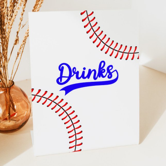 Baseball Sports Red Blue Drinks Table Pedestal Sign (Creator Uploaded)