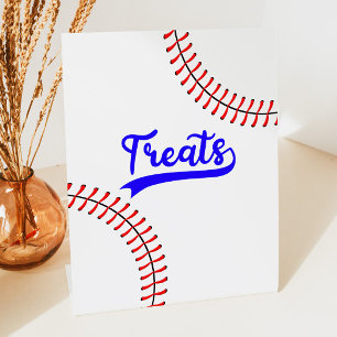 Baseball Sports Red Blue Party Treats Table Pedestal Sign