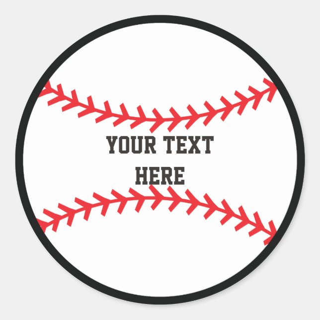 Baseball Sports Round Birthday Party Stickers (Front)