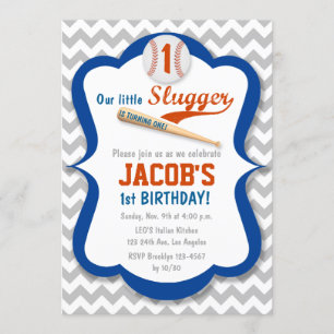 Baseball Sports Slugger Birthday Boy Invitation