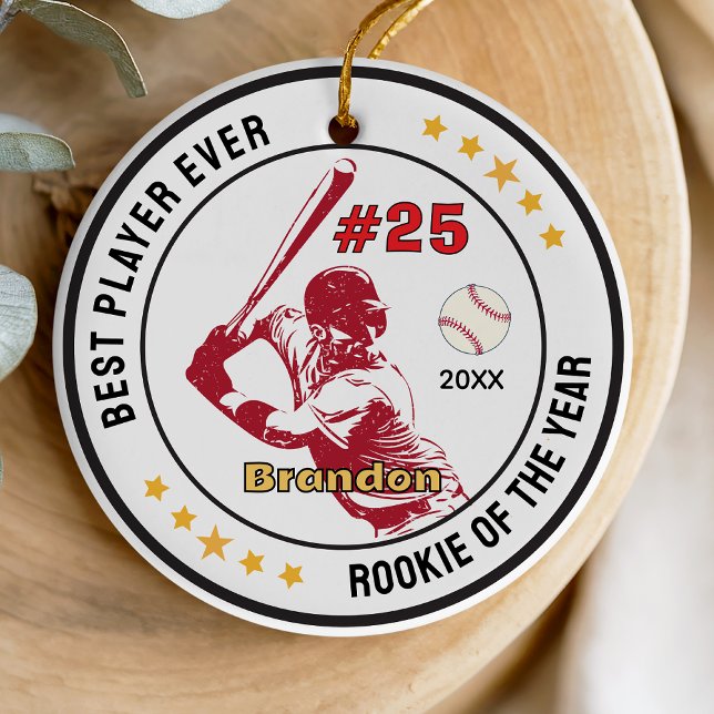 baseball sports team boy athlete custom ceramic tree decoration (Creator Uploaded)
