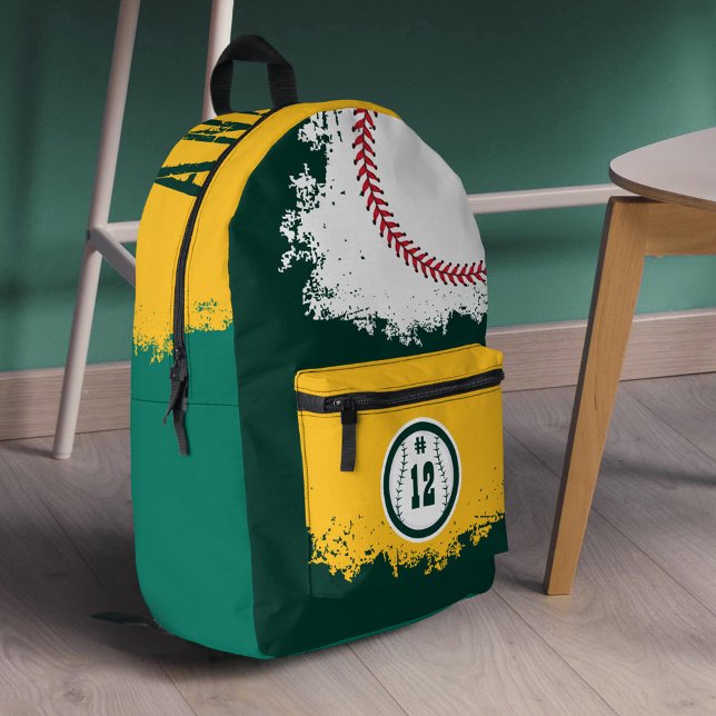 Baseball Sports Team Player Jersey Number Green Printed Backpack (Baseball Sports Team Player Jersey Number Green Printed Backpack)