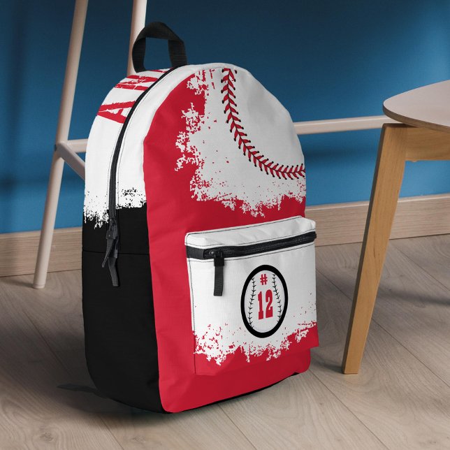 Baseball Sports Team Player Jersey Number Red Printed Backpack (Baseball Sports Team Player Jersey Number Red Printed Backpack)