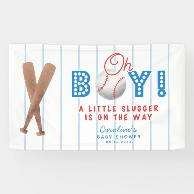Baseball Sports Theme Baby Shower Oh Boy Banner (Horizontal)