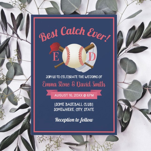 Baseball Sports Theme Navy Blue Wedding Invitation (Creator Uploaded)