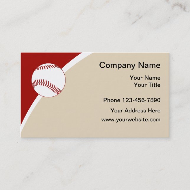 Baseball Sports Theme Simple Design Business Card (Front)