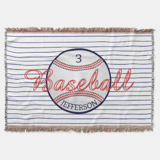Baseball Sports Throw Blanket with Name Number