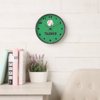 Baseball sports wall clock with custom name